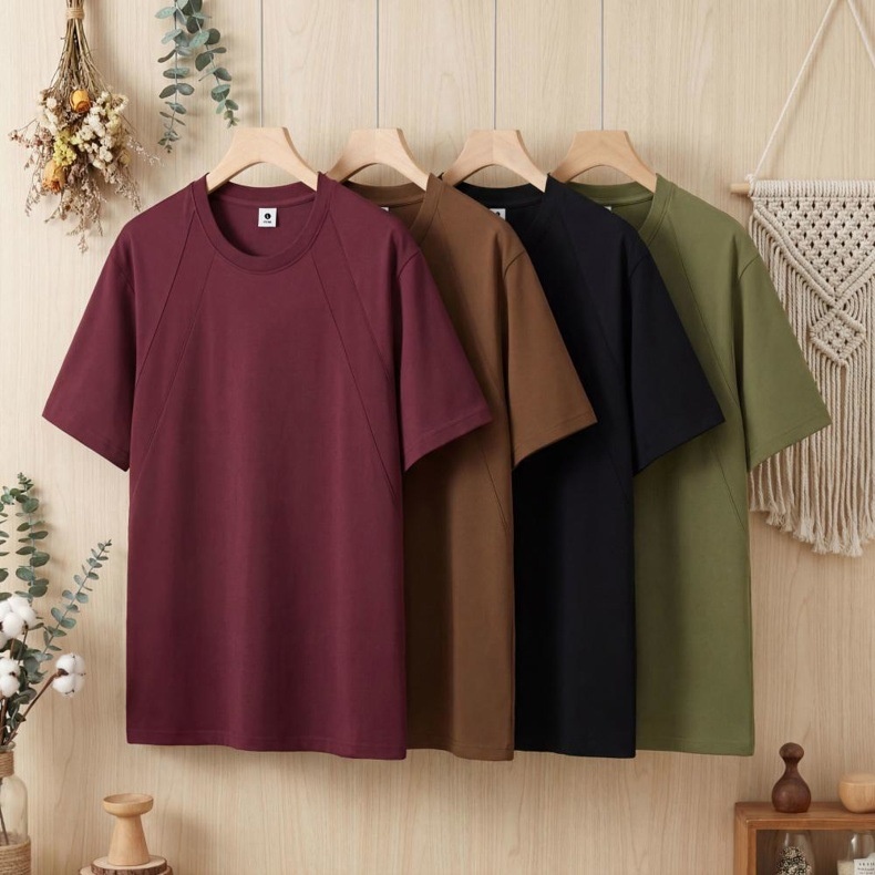 Men's Casual Raglan Style Crew Neck T-Shirt