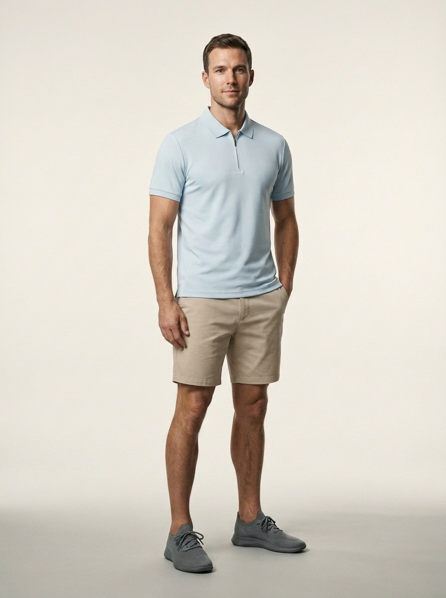 Polo da uomo a mezza zip ad asciugatura rapida - Traspirante e fresca