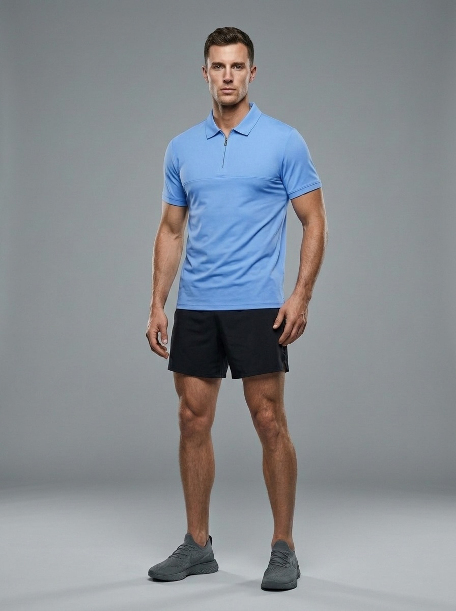 Polo da uomo a mezza zip ad asciugatura rapida - Traspirante e fresca