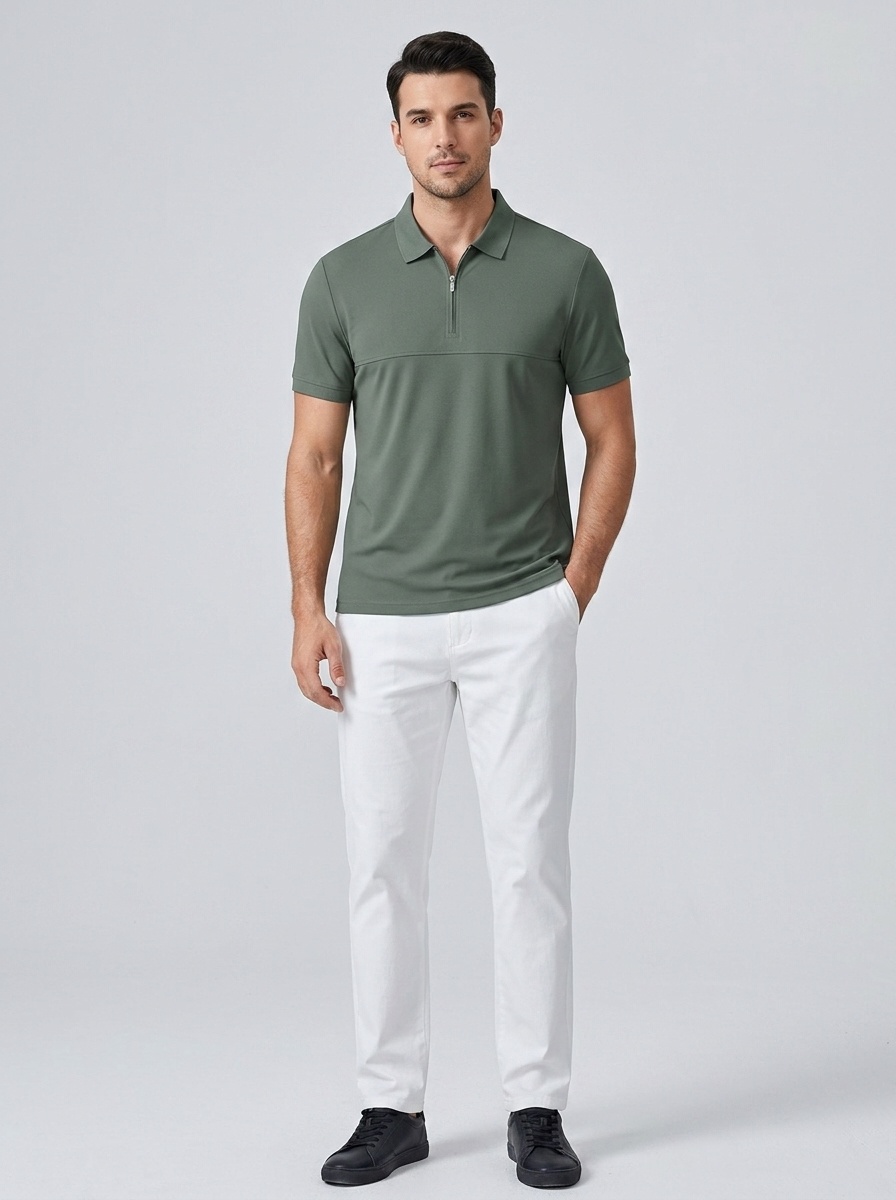 Polo da uomo a mezza zip ad asciugatura rapida - Traspirante e fresca