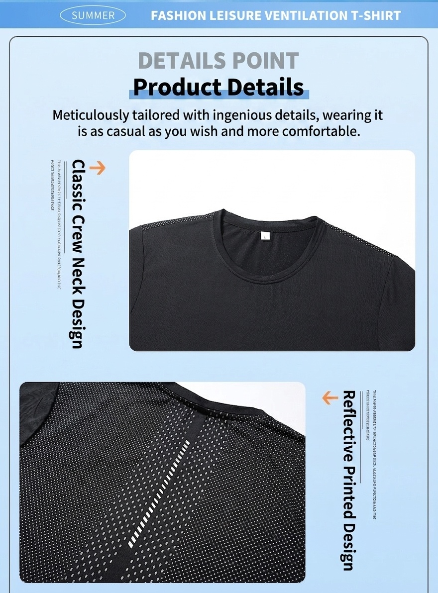 T-shirt sportiva da uomo ad asciugatura rapida e traspirante.
