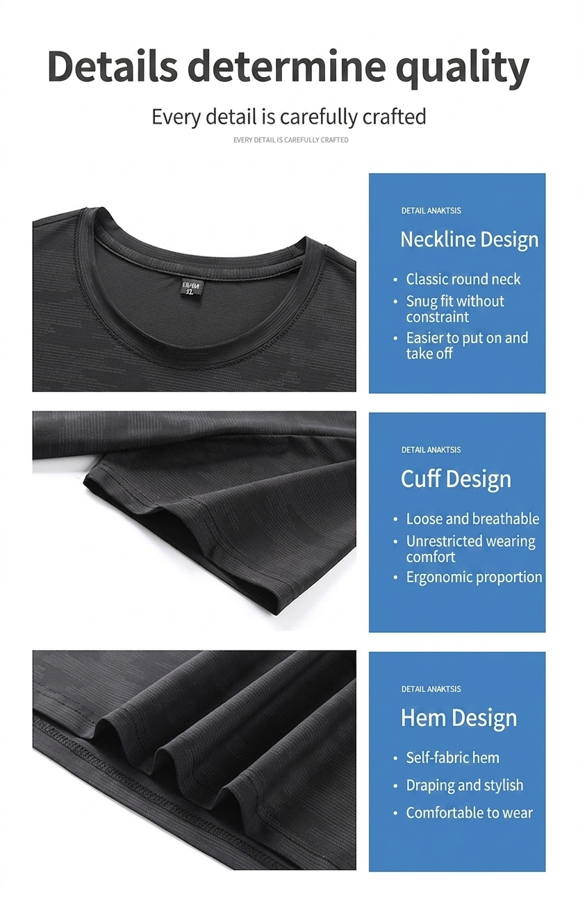 T-shirt camouflage en soie glacée à séchage rapide pour homme - Respirant
