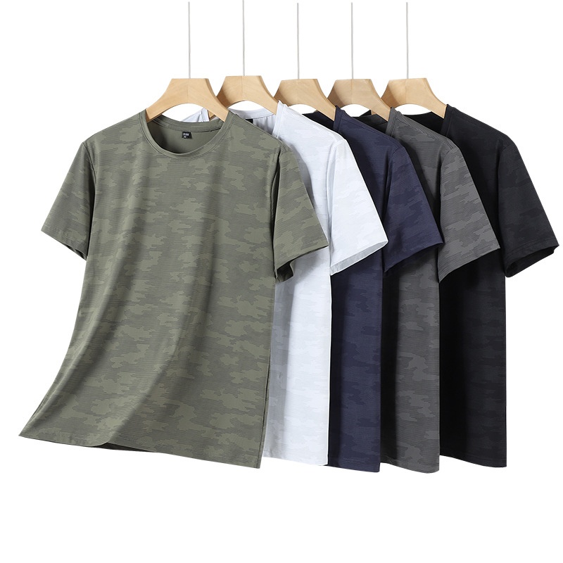 T-shirt camouflage en soie glacée à séchage rapide pour homme - Respirant