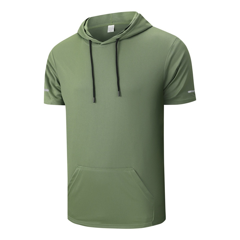 T-shirt de sport à capuche à manches courtes et séchage rapide pour homme