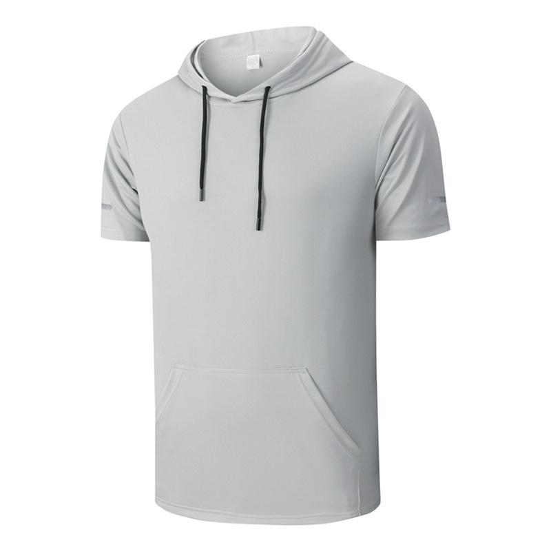 T-shirt de sport à capuche à manches courtes et séchage rapide pour homme