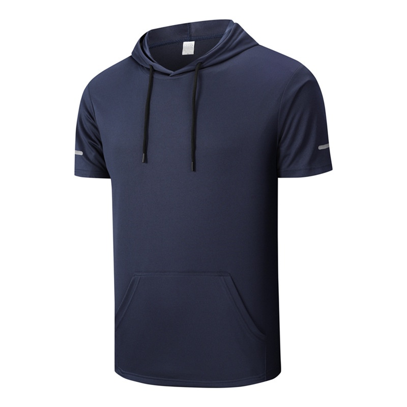T-shirt de sport à capuche à manches courtes et séchage rapide pour homme