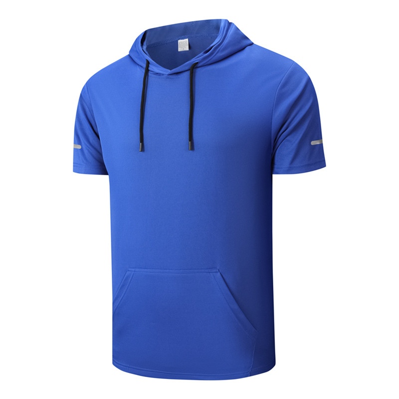 T-shirt de sport à capuche à manches courtes et séchage rapide pour homme