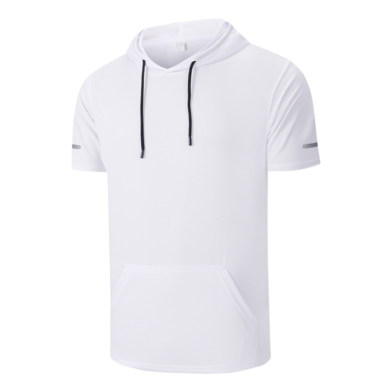 T-shirt de sport à capuche à manches courtes et séchage rapide pour homme