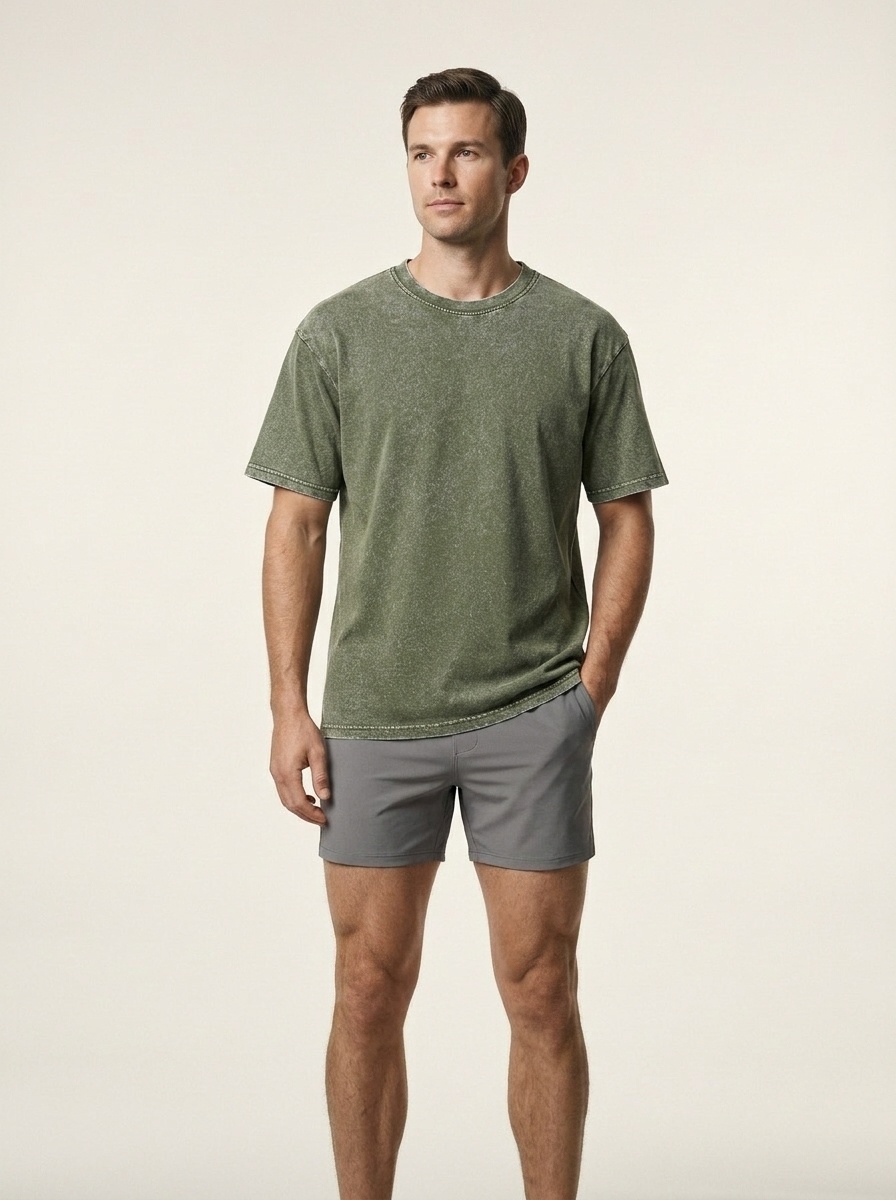 Men's Washed Retro Cotton T-Shirt - Vintage Style