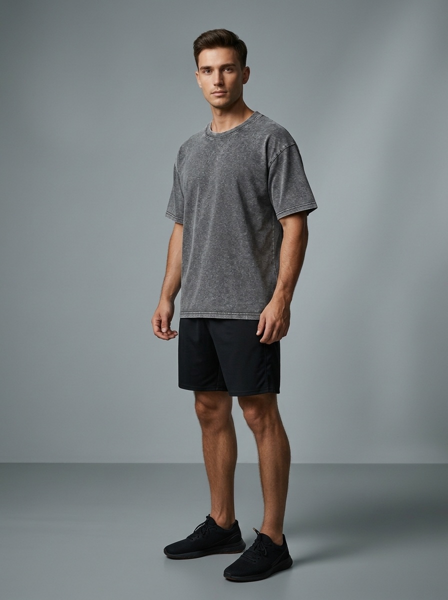 Men's Washed Retro Cotton T-Shirt - Vintage Style