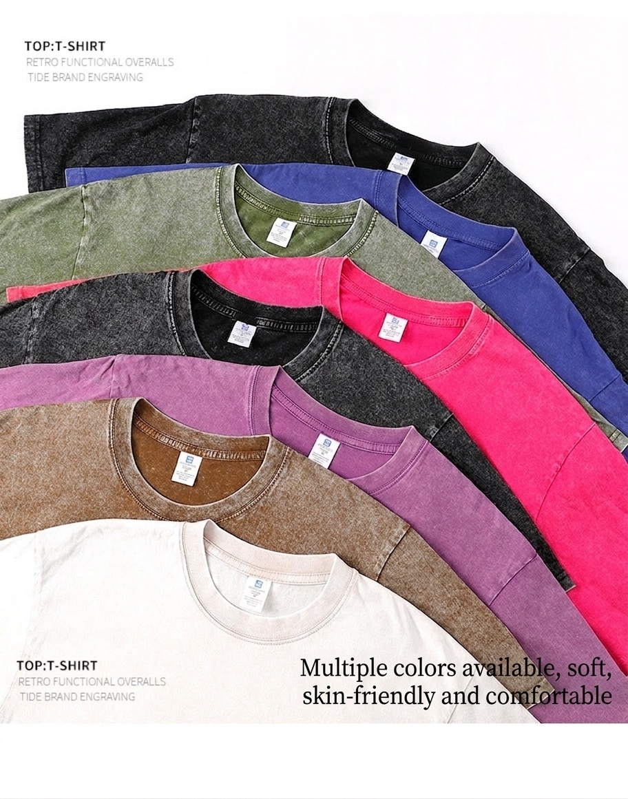 Men's Washed Retro Cotton T-Shirt - Vintage Style