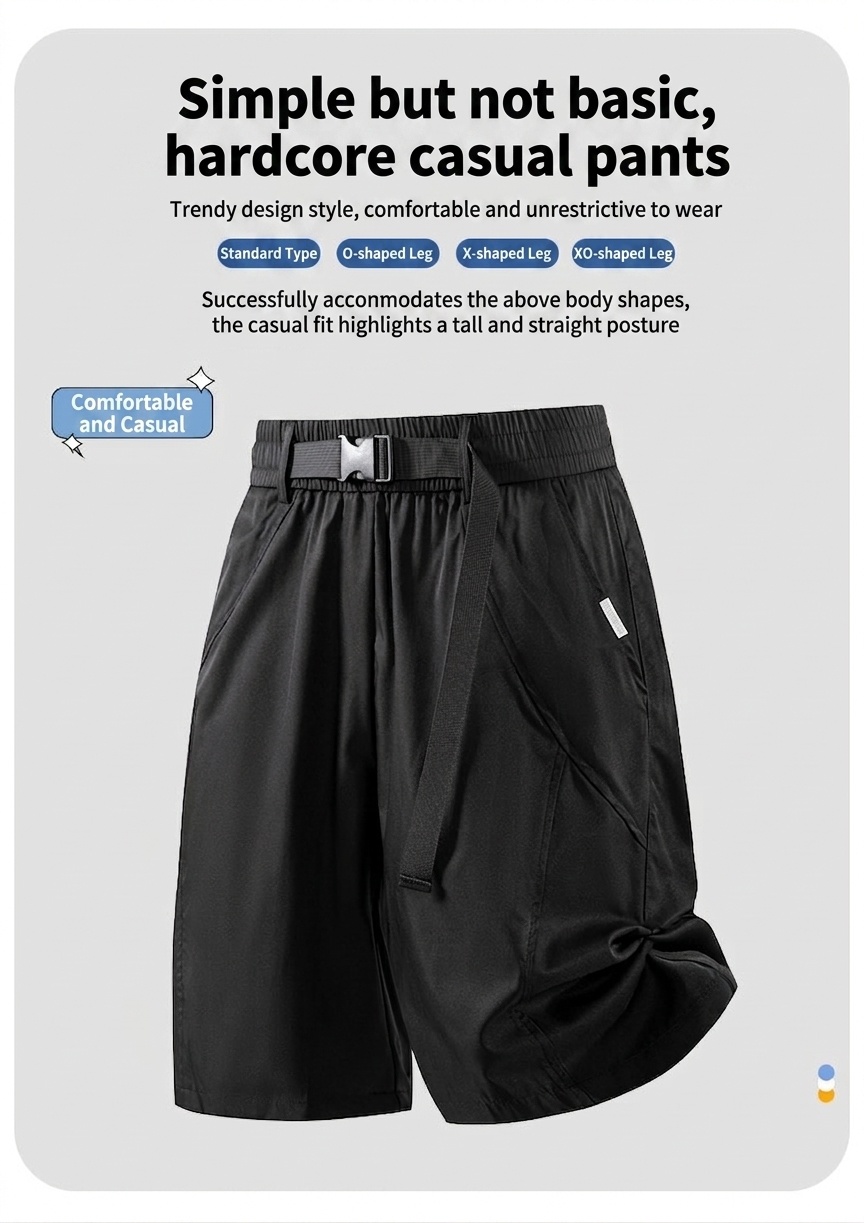 Pantalones cortos cargo de estilo técnico para hombre con cinturón de hebilla - Corte informal