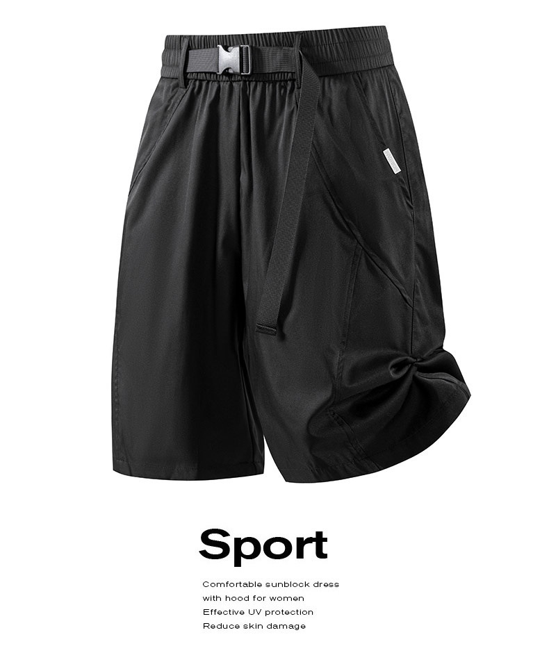 Pantalones cortos cargo de estilo técnico para hombre con cinturón de hebilla - Corte informal