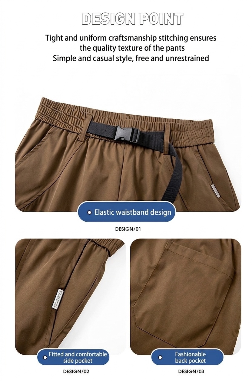 Pantalones cortos cargo de estilo técnico para hombre con cinturón de hebilla - Corte informal