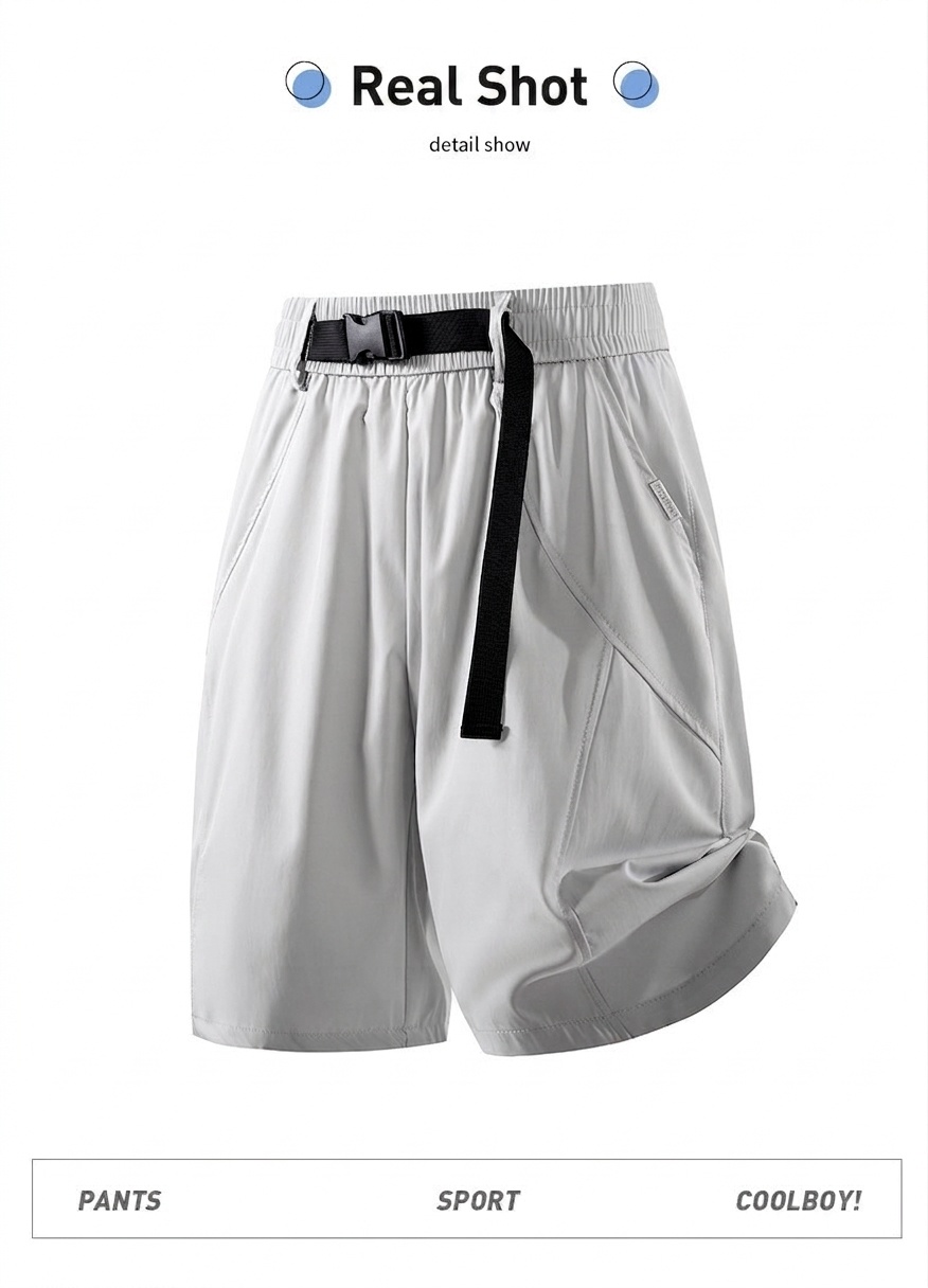 Pantalones cortos cargo de estilo técnico para hombre con cinturón de hebilla - Corte informal