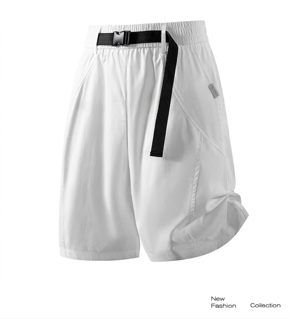 Pantalones cortos cargo de estilo técnico para hombre con cinturón de hebilla - Corte informal