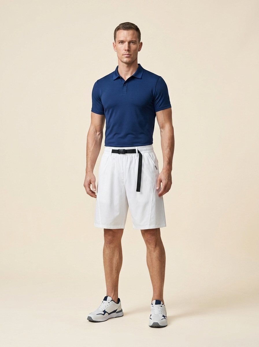 Pantalones cortos cargo de estilo técnico para hombre con cinturón de hebilla - Corte informal