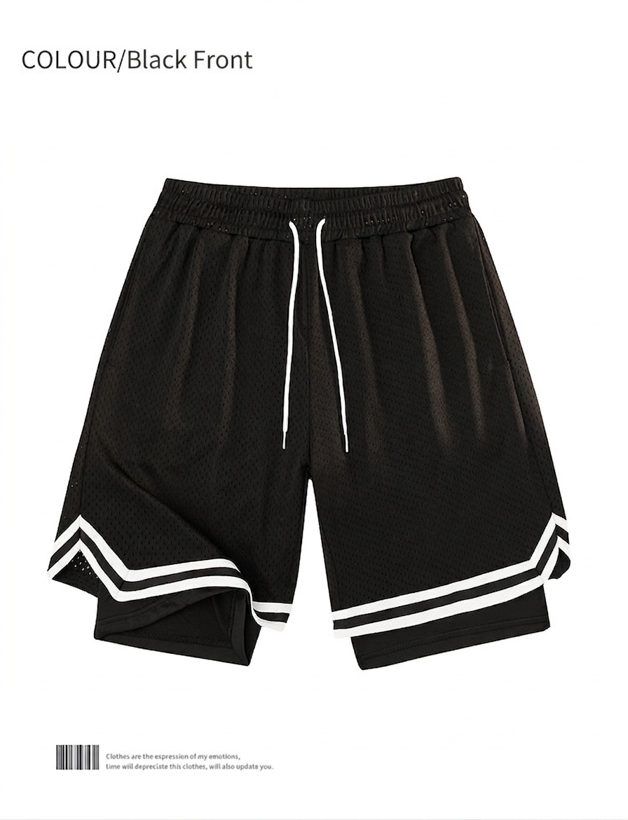 Pantalones cortos de baloncesto de malla para hombre con forro y bolsillos.