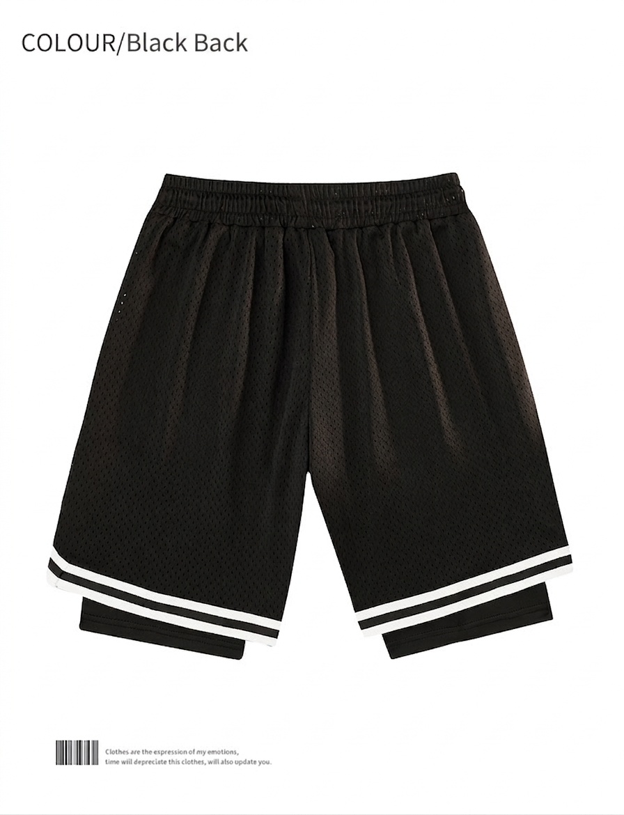 Pantalones cortos de baloncesto de malla para hombre con forro y bolsillos.