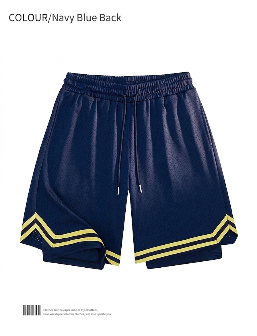 Pantalones cortos de baloncesto de malla para hombre con forro y bolsillos.