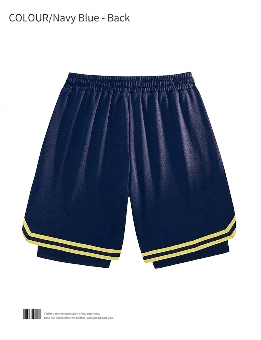 Pantalones cortos de baloncesto de malla para hombre con forro y bolsillos.