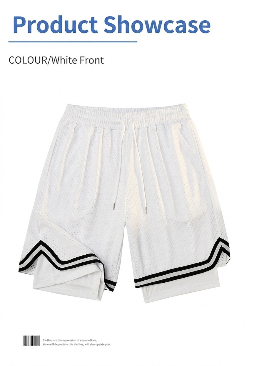 Pantalones cortos de baloncesto de malla para hombre con forro y bolsillos.