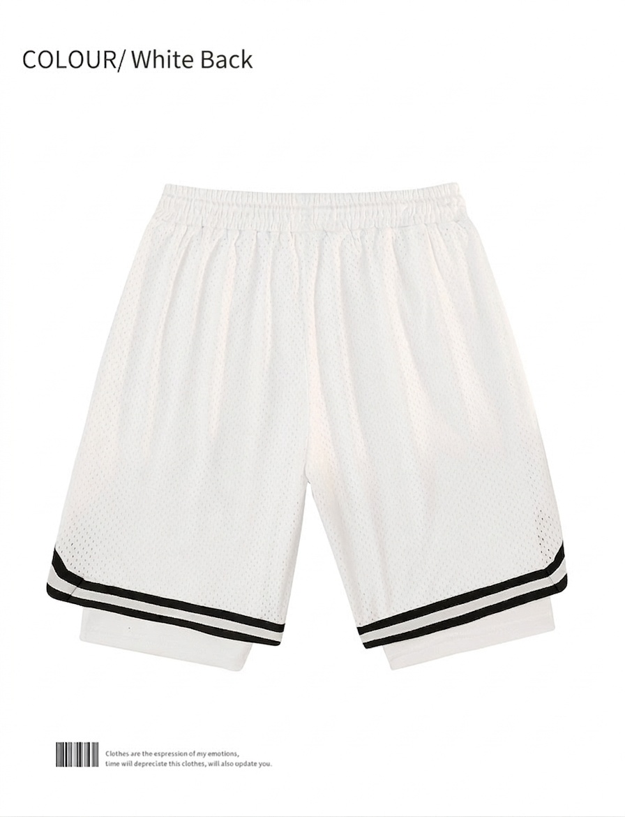 Pantalones cortos de baloncesto de malla para hombre con forro y bolsillos.