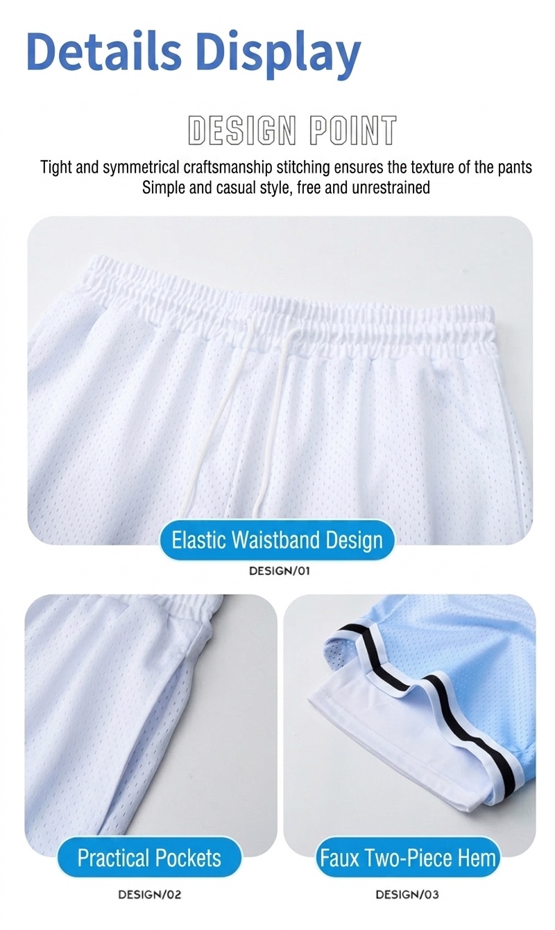 Pantalones cortos de baloncesto de malla para hombre con forro y bolsillos.