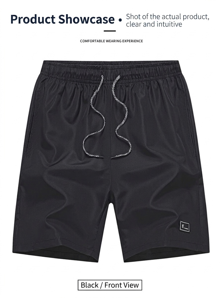 Schnelltrocknende Herren-Sportshorts mit Taschen und Kordelzug