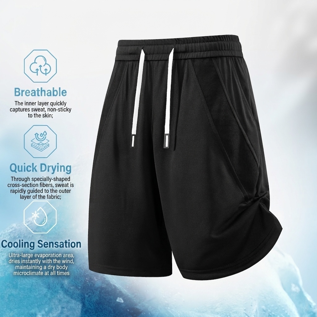 Pantalones cortos deportivos de secado rápido para hombre - Transpirables para gimnasio y running