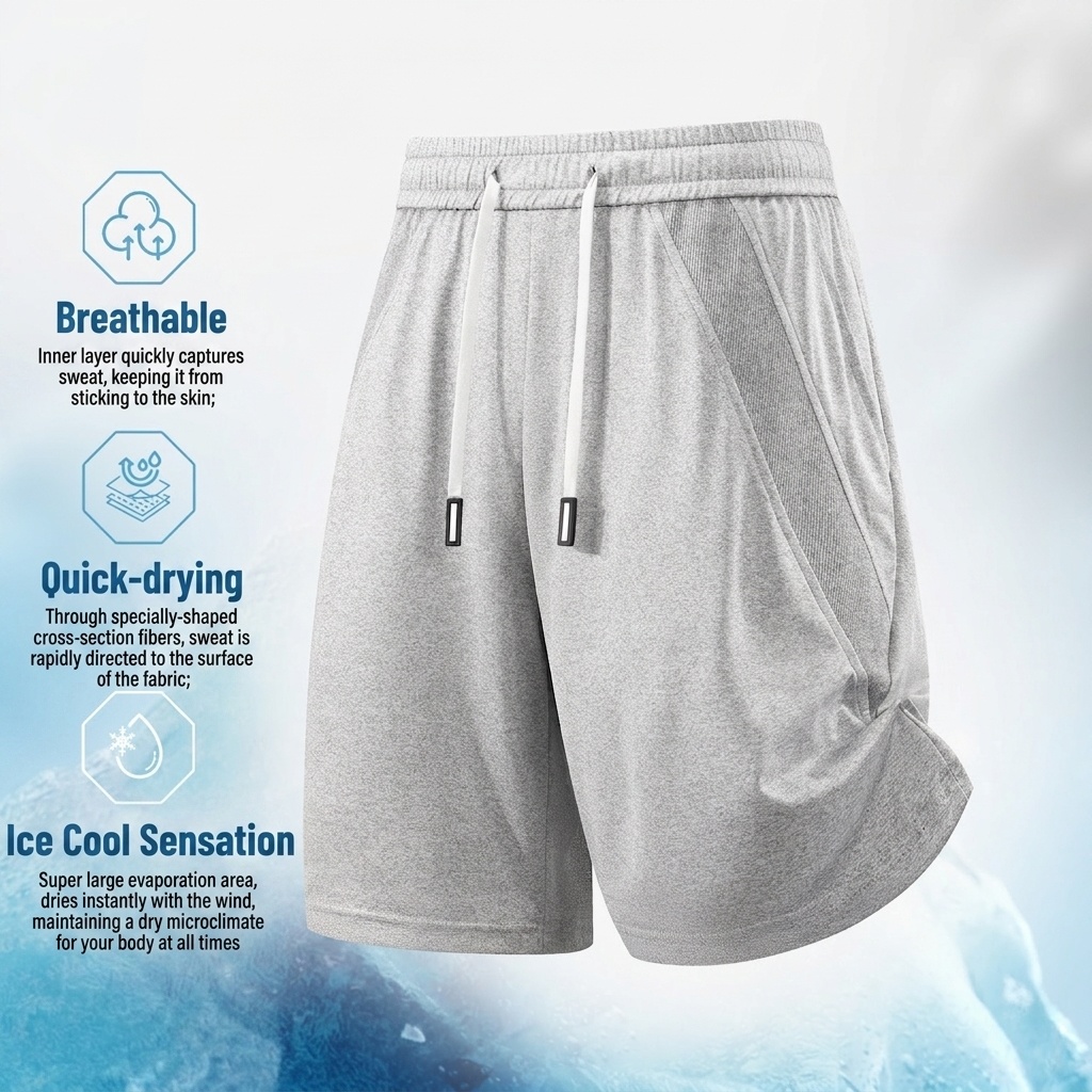 Pantalones cortos deportivos de secado rápido para hombre - Transpirables para gimnasio y running