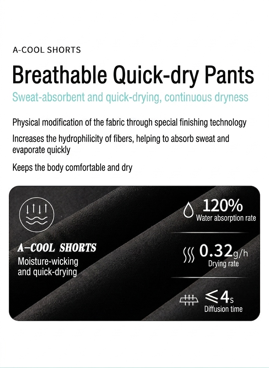 Pantalones cortos deportivos de secado rápido para hombre con bolsillos y agujeros láser y agujeros láser