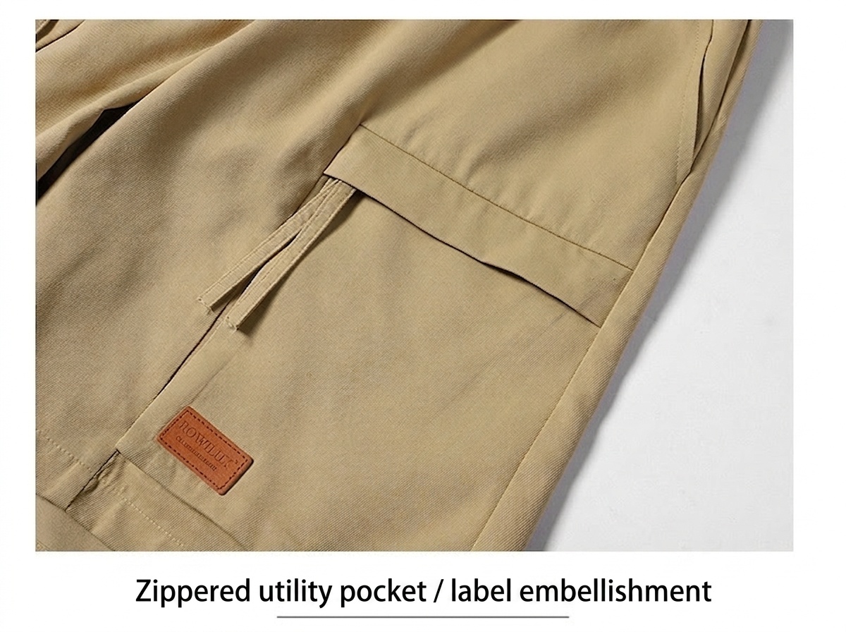 Pantalones cortos cargo informales para hombre con cordón ajustable y bolsillos.