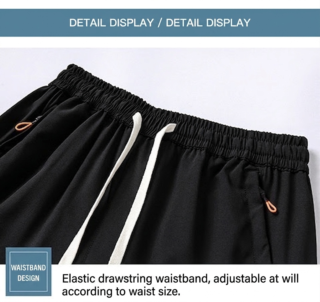 Sportliche Herren-Shorts aus Eisseide, schnelltrocknend, mit Reißverschlusstaschen