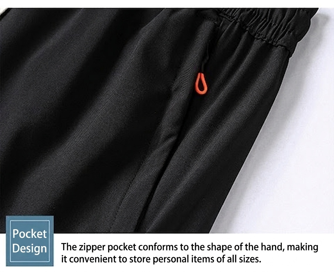 Sportliche Herren-Shorts aus Eisseide, schnelltrocknend, mit Reißverschlusstaschen