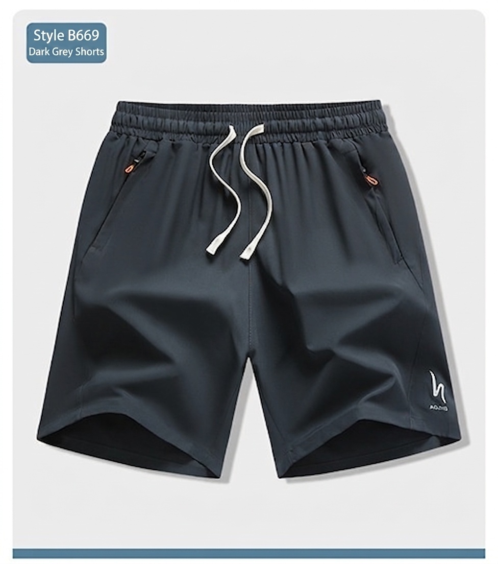 Sportliche Herren-Shorts aus Eisseide, schnelltrocknend, mit Reißverschlusstaschen