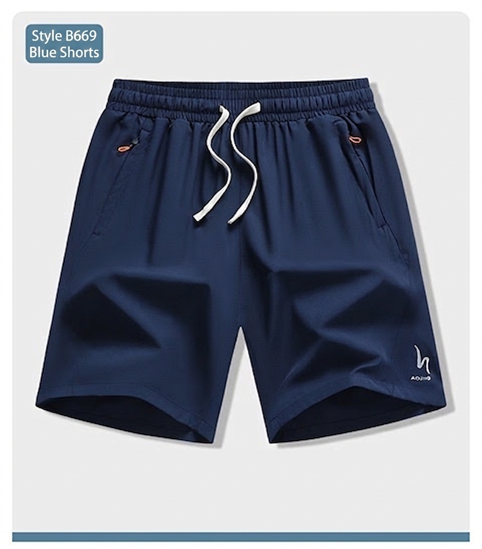 Sportliche Herren-Shorts aus Eisseide, schnelltrocknend, mit Reißverschlusstaschen