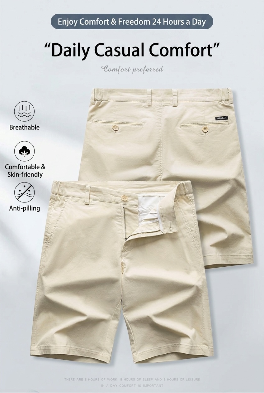 Pantalones cortos chinos elásticos y cómodos para hombre - Estilo casual y deportivo