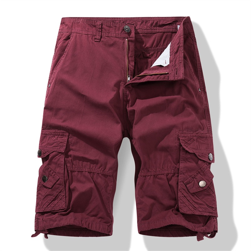 Pantalones cortos cargo casuales para hombre con múltiples bolsillos, ideales para actividades al aire libre.