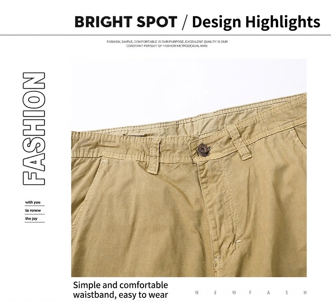 Pantalones cortos cargo casuales para hombre con múltiples bolsillos, ideales para actividades al aire libre.