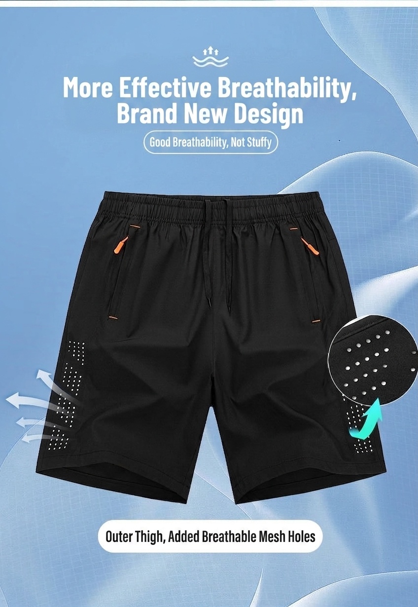 Pantalones cortos deportivos transpirables para hombre - Secado rápido para gimnasio y running