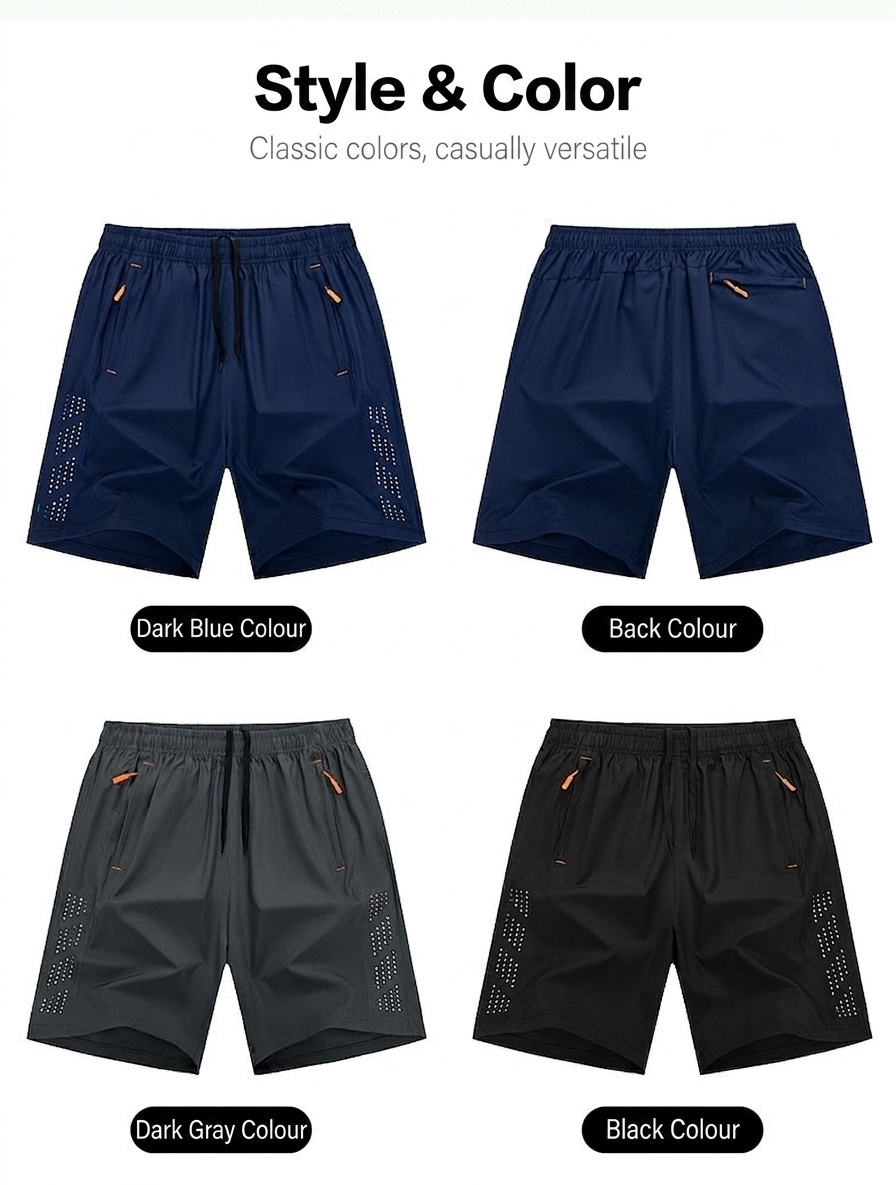 Pantalones cortos deportivos transpirables para hombre - Secado rápido para gimnasio y running