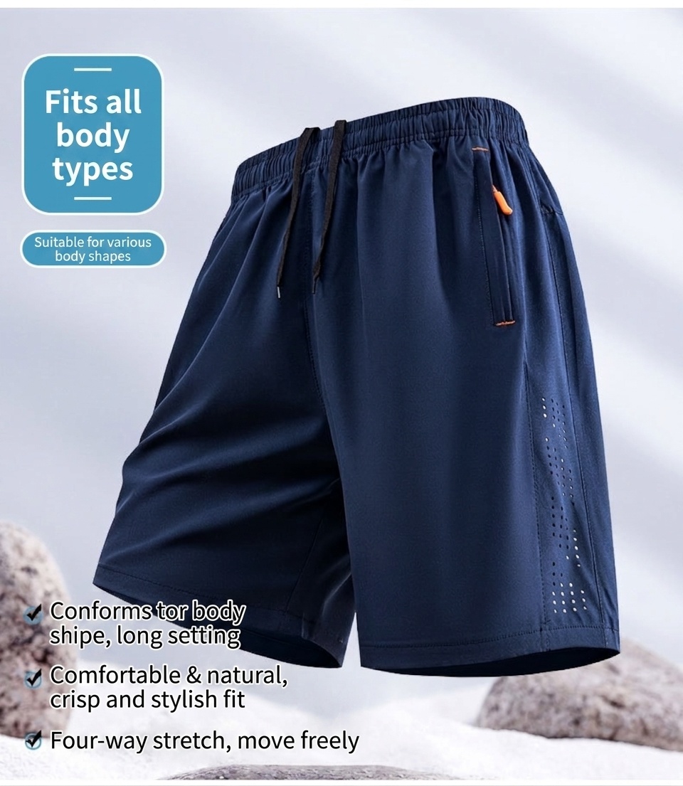Pantalones cortos deportivos transpirables para hombre - Secado rápido para gimnasio y running