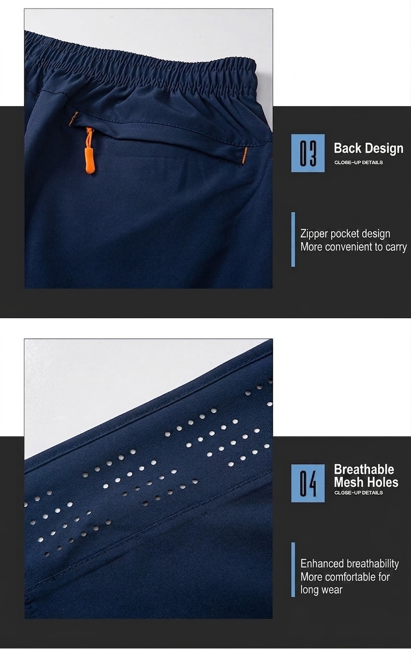 Pantalones cortos deportivos transpirables para hombre - Secado rápido para gimnasio y running