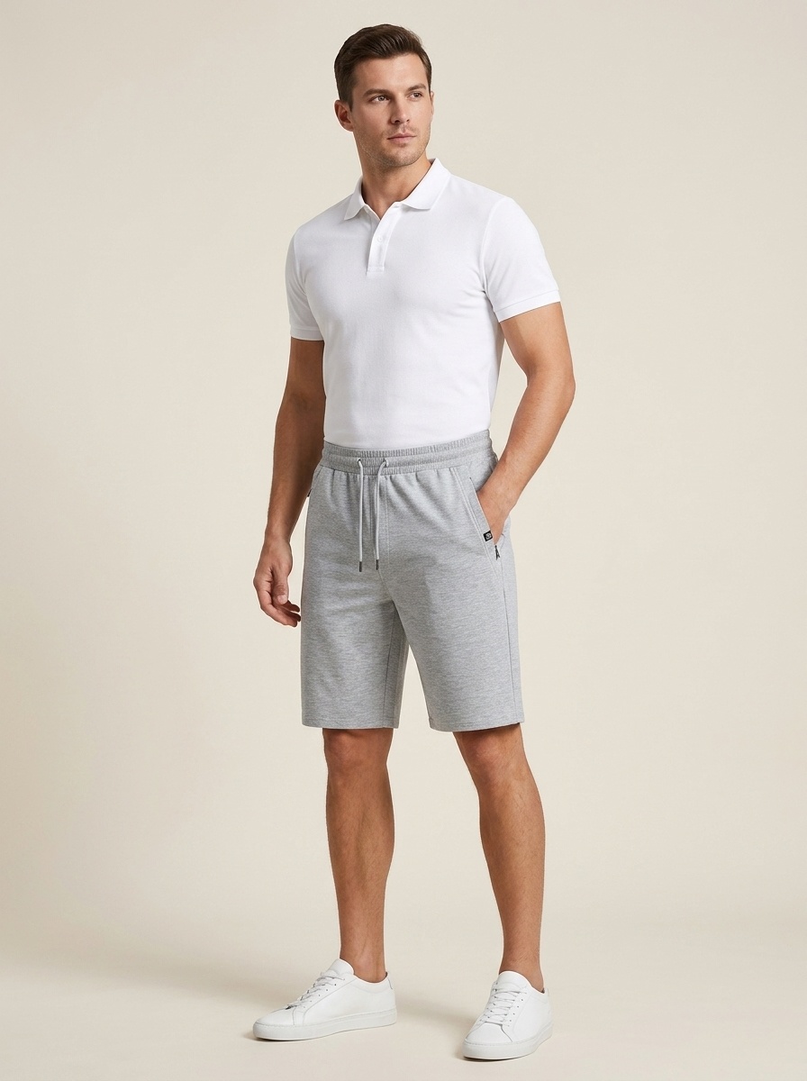Pantalones cortos deportivos para hombre con bolsillos con cremallera.