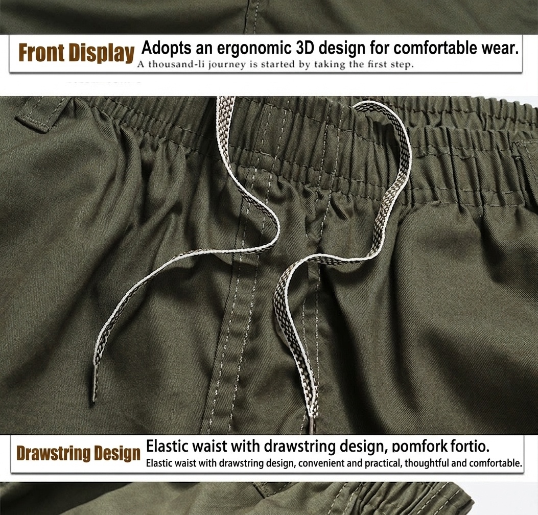 Pantalones cortos deportivos casuales para hombre con cintura elástica y cordón ajustable.
