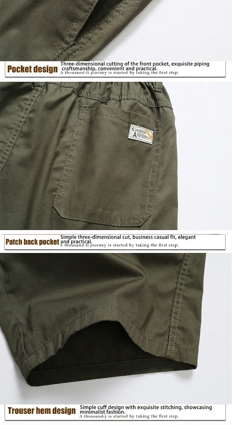 Pantalones cortos deportivos casuales para hombre con cintura elástica y cordón ajustable.