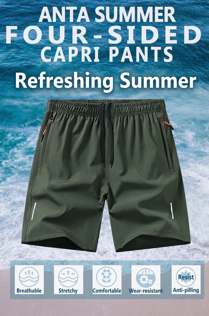 Pantalones cortos deportivos de secado rápido para hombre con bolsillos con cremallera.