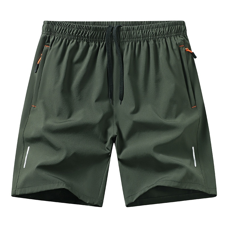 Pantalones cortos deportivos de secado rápido para hombre con bolsillos con cremallera.