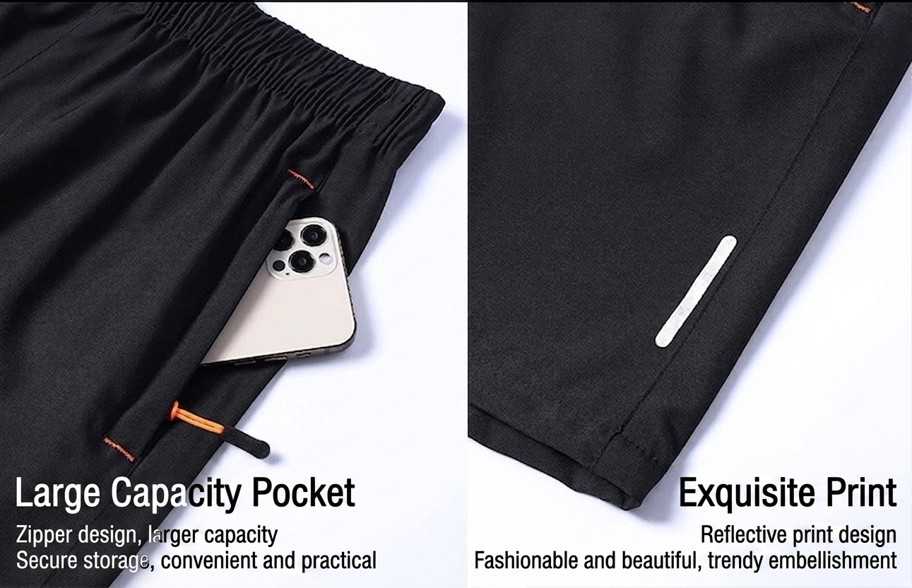 Pantalones cortos deportivos de secado rápido para hombre con bolsillos con cremallera.